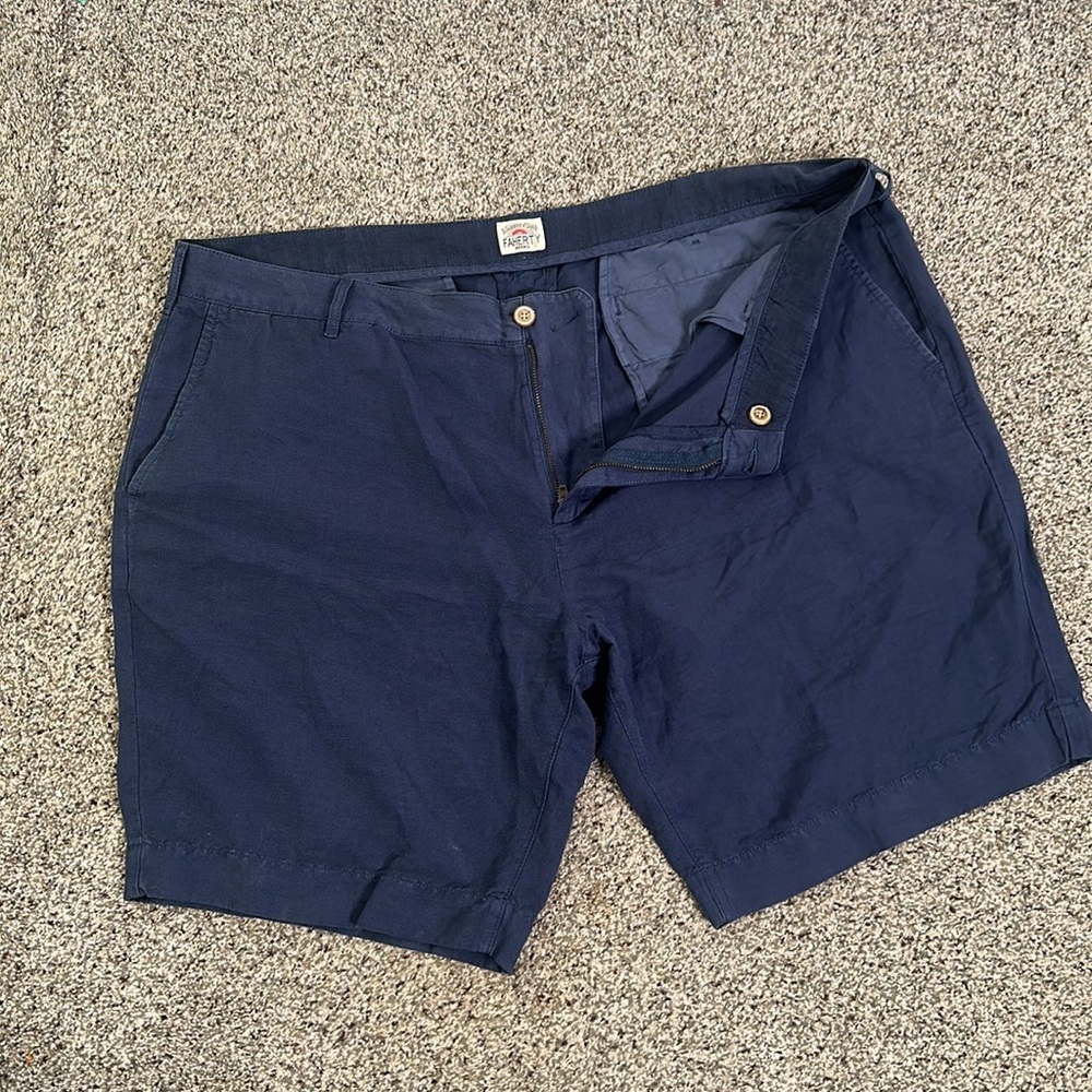 FAHERTY brand linen cotton blend short size 40 navy blue summer vacation - Picture 9 of 10
